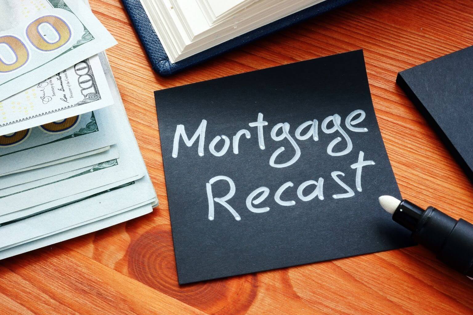 mortgage recast paperwork with calculator