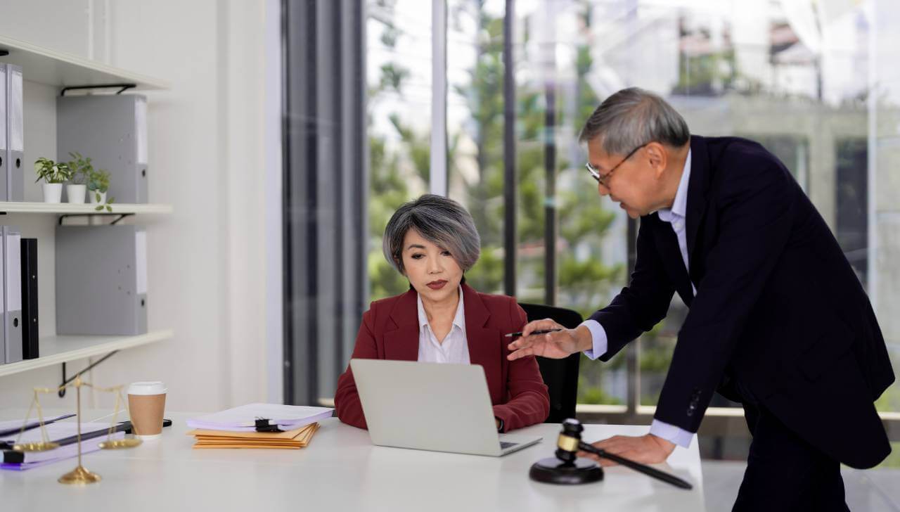 real estate agent explaining contract to seller